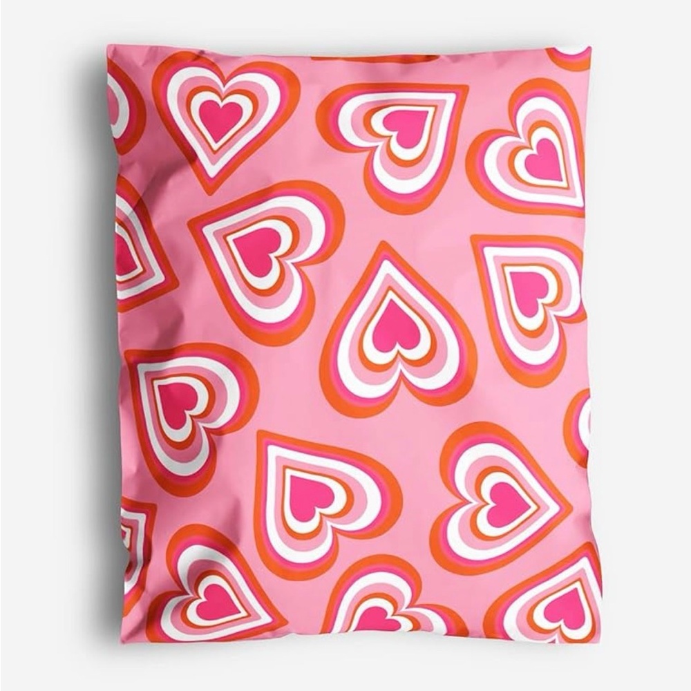 10x13in Poly Mailers – 25pc Cute Hearts Shipping Bags with Adhesive Seal